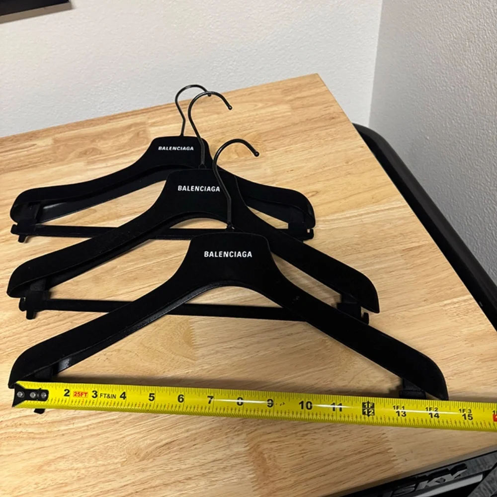 3 BALENCIAGA unisex black velvet hangers for shirts or coats